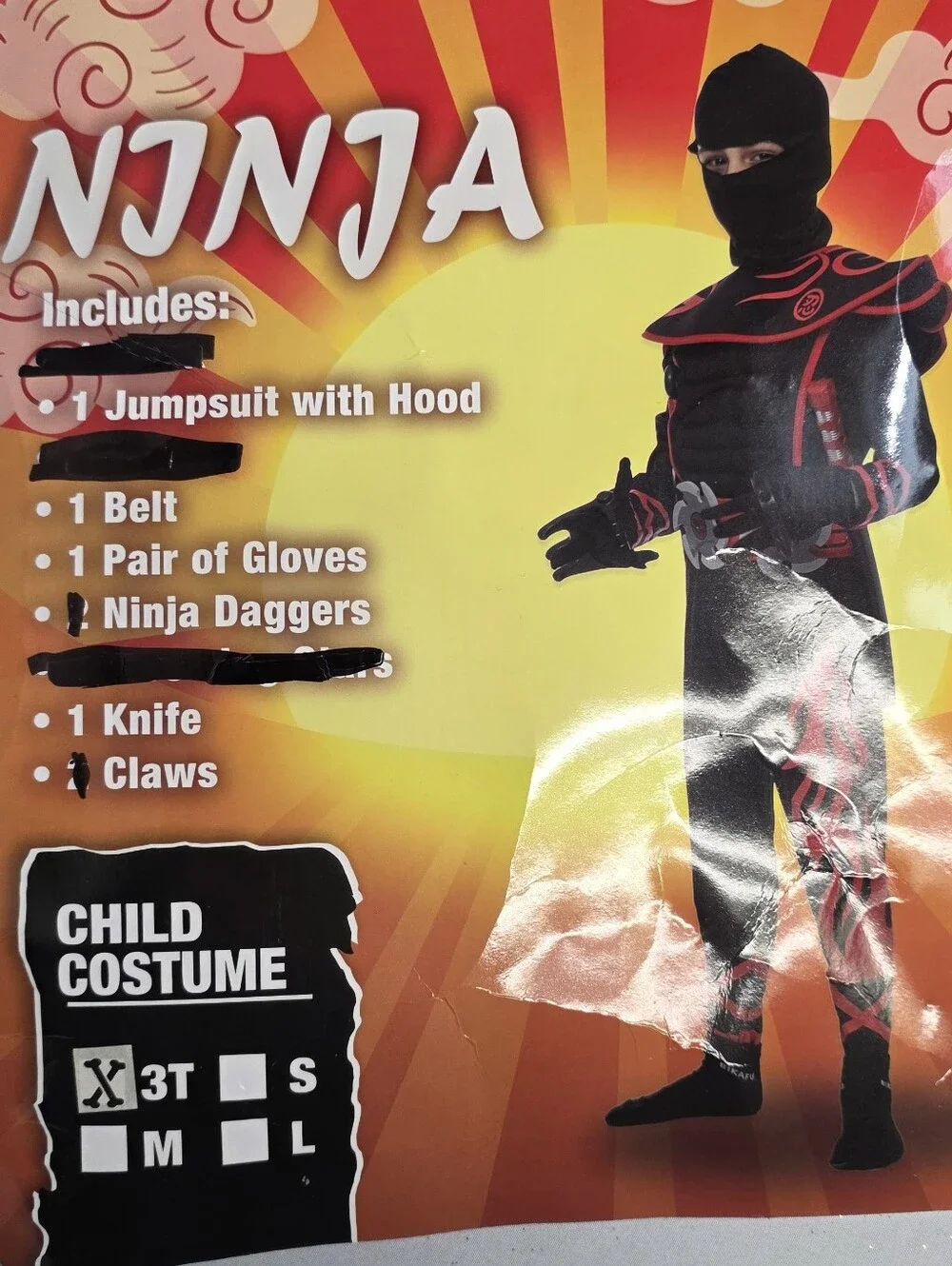 Spooktacular Creations Ninja Unisex Kids Size 3T Black/Red  Halloween Costume